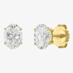 ( E-F/Si1-Si2 ) 2 CT. T.W. Lab-Grown Diamond 14K Gold 8mm Oval Stud Earrings