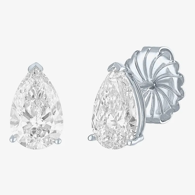 ( E-F/Si1-Si2 ) 2 CT. T.W. Lab-Grown Diamond 14K Gold 8.8mm Pear Stud Earrings