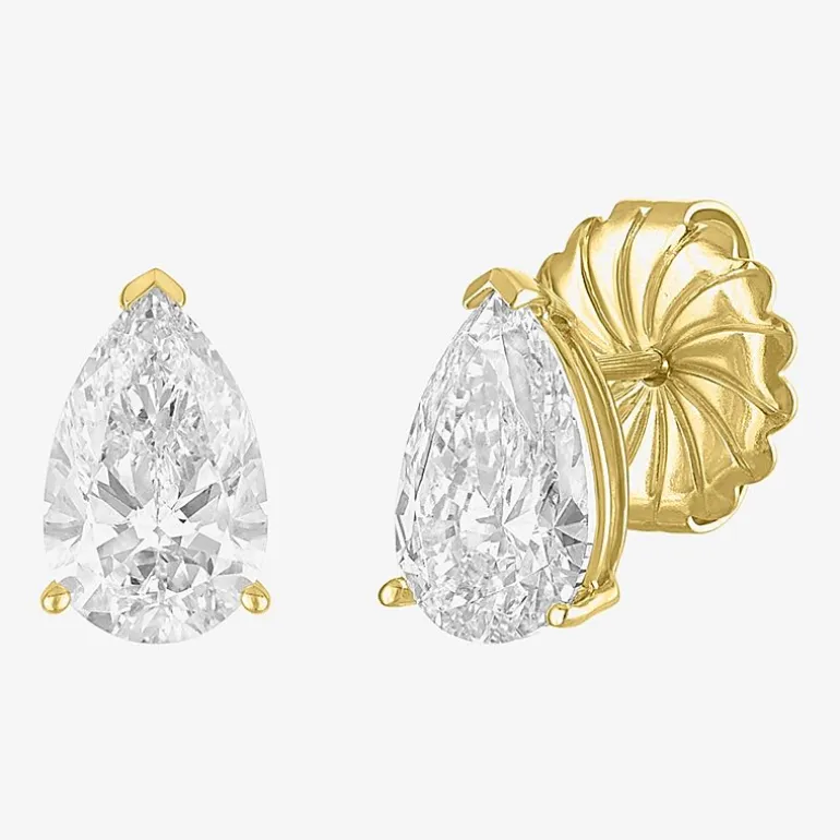( E-F/Si1-Si2 ) 2 CT. T.W. Lab-Grown Diamond 14K Gold 8.8mm Pear Stud Earrings