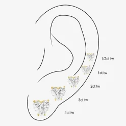 ( E-F/Si1-Si2 ) 1 CT. T.W. Lab-Grown Diamond 10K Gold 6mm Heart Stud Earrings