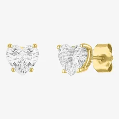( E-F/Si1-Si2 ) 1 CT. T.W. Lab-Grown Diamond 10K Gold 6mm Heart Stud Earrings