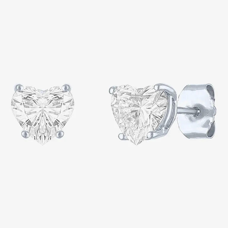 ( E-F/Si1-Si2 ) 1 CT. T.W. Lab-Grown Diamond 10K Gold 6mm Heart Stud Earrings