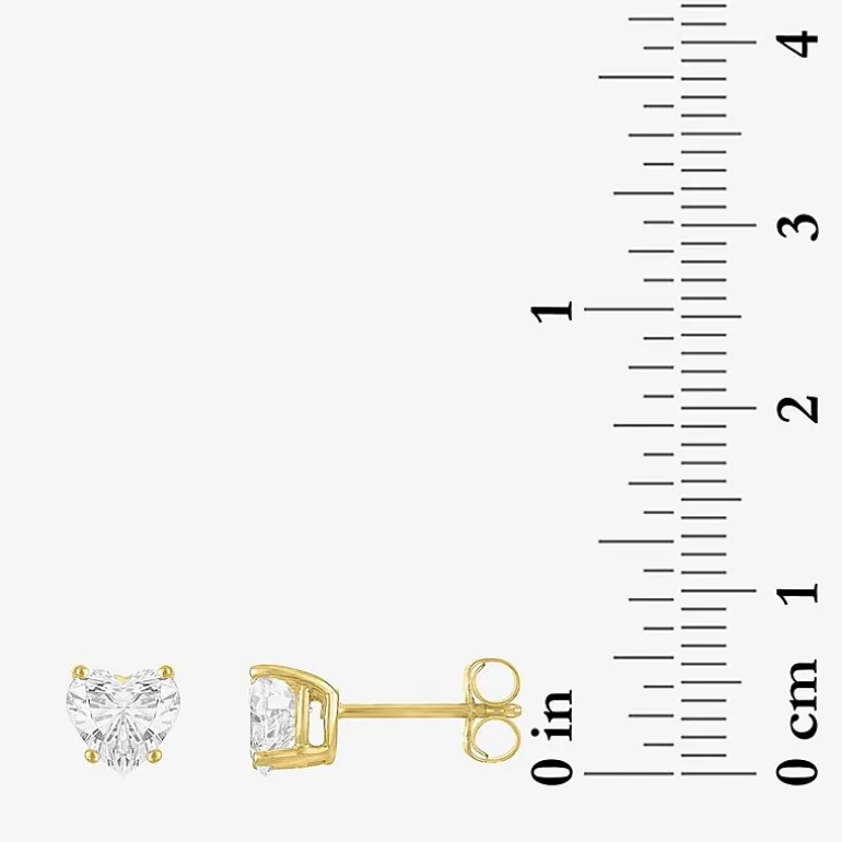 ( E-F/Si1-Si2 ) 1 CT. T.W. Lab-Grown Diamond 10K Gold 6mm Heart Stud Earrings