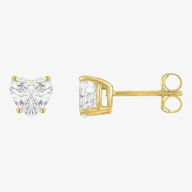 ( E-F/Si1-Si2 ) 1 CT. T.W. Lab-Grown Diamond 10K Gold 6mm Heart Stud Earrings