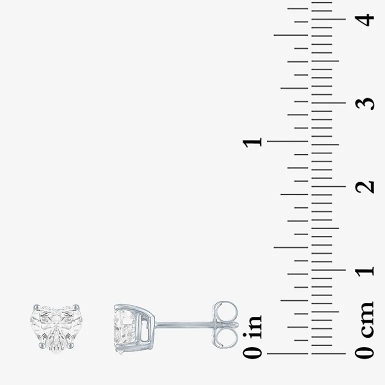 ( E-F/Si1-Si2 ) 1 CT. T.W. Lab-Grown Diamond 10K Gold 6mm Heart Stud Earrings