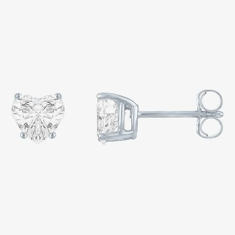 ( E-F/Si1-Si2 ) 1 CT. T.W. Lab-Grown Diamond 10K Gold 6mm Heart Stud Earrings