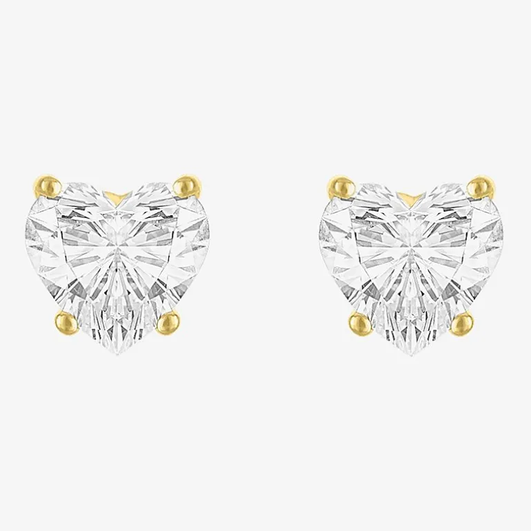 ( E-F/Si1-Si2 ) 1 CT. T.W. Lab-Grown Diamond 10K Gold 6mm Heart Stud Earrings