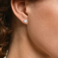 ( E-F/Si1-Si2 ) 1/2 CT. T.W. Lab-Grown Diamond 10K Gold 5.1mm Heart Stud Earrings