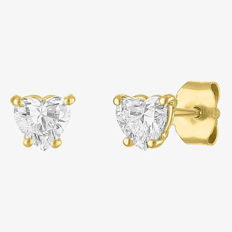 ( E-F/Si1-Si2 ) 1/2 CT. T.W. Lab-Grown Diamond 10K Gold 5.1mm Heart Stud Earrings