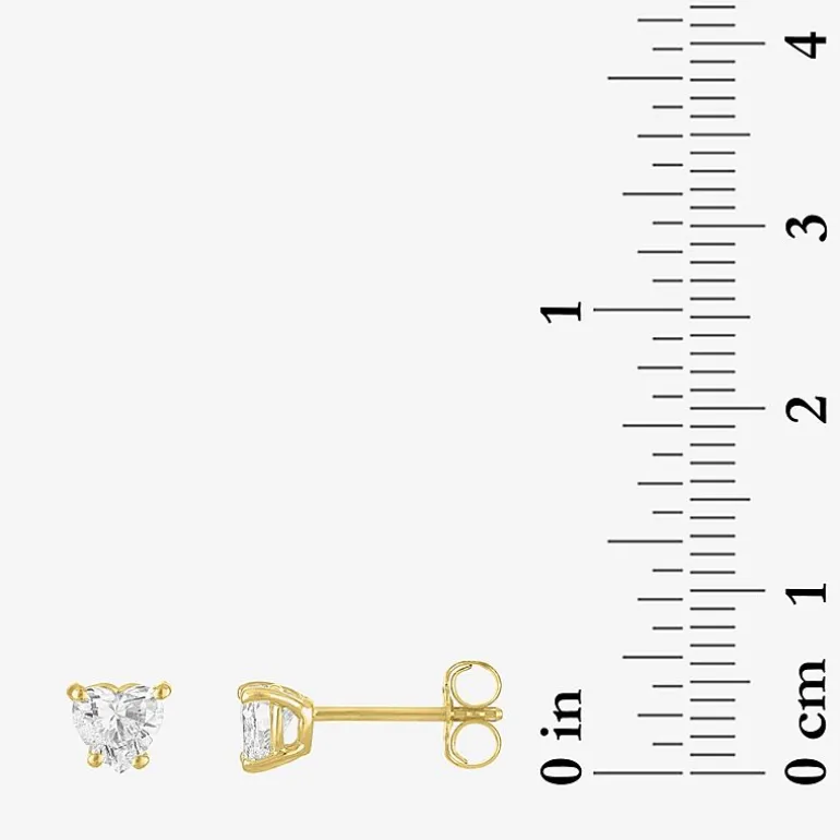 ( E-F/Si1-Si2 ) 1/2 CT. T.W. Lab-Grown Diamond 10K Gold 5.1mm Heart Stud Earrings