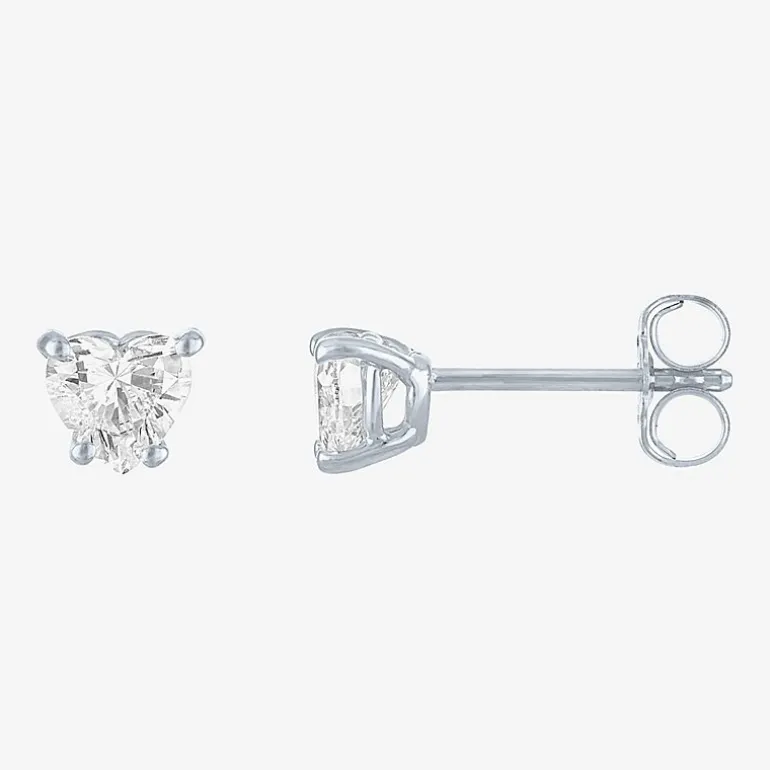 ( E-F/Si1-Si2 ) 1/2 CT. T.W. Lab-Grown Diamond 10K Gold 5.1mm Heart Stud Earrings
