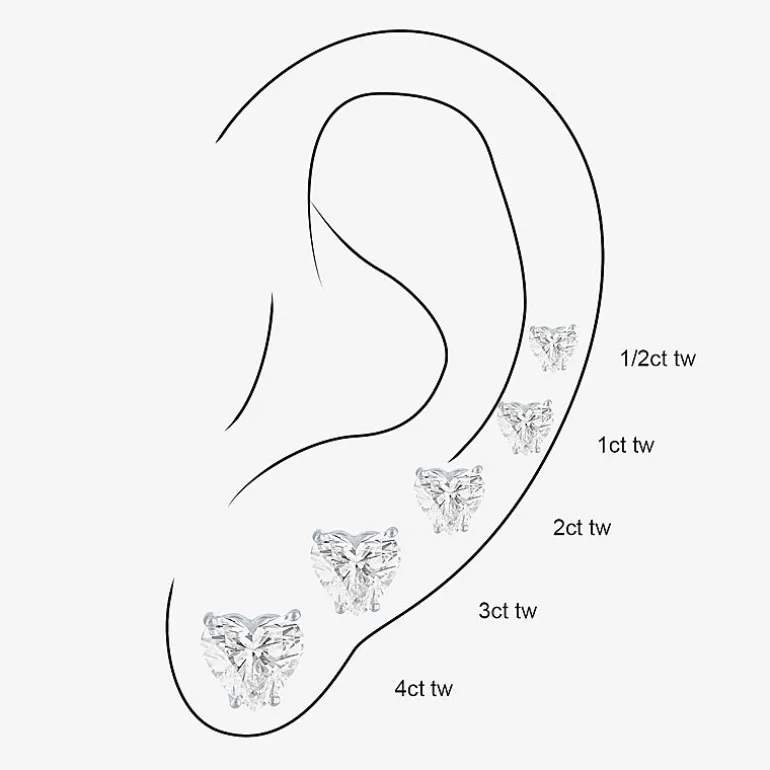 ( E-F/Si1-Si2 ) 1/2 CT. T.W. Lab-Grown Diamond 10K Gold 5.1mm Heart Stud Earrings