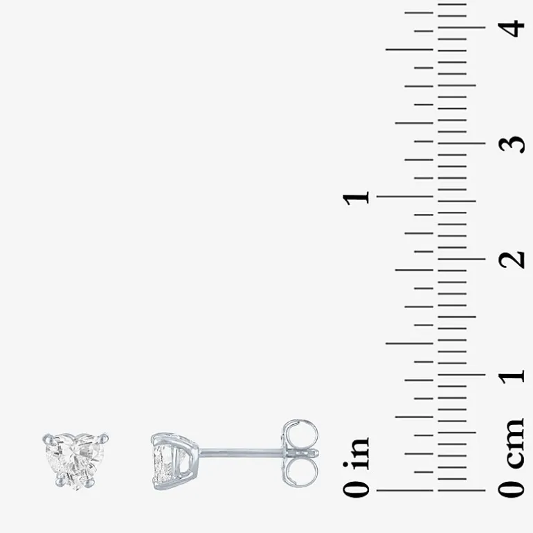 ( E-F/Si1-Si2 ) 1/2 CT. T.W. Lab-Grown Diamond 10K Gold 5.1mm Heart Stud Earrings
