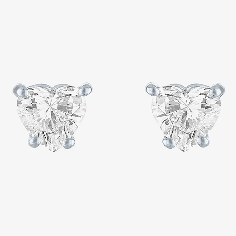 ( E-F/Si1-Si2 ) 1/2 CT. T.W. Lab-Grown Diamond 10K Gold 5.1mm Heart Stud Earrings