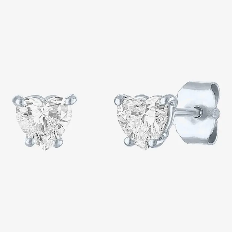 ( E-F/Si1-Si2 ) 1/2 CT. T.W. Lab-Grown Diamond 10K Gold 5.1mm Heart Stud Earrings