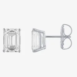 ( E-F/Si1-Si2 ) 4 CT. T.W. Lab-Grown Diamond 14K Gold 9mm Emerald Stud Earrings