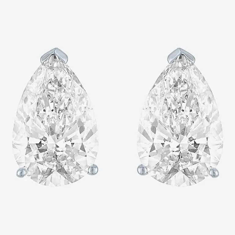 ( E-F/Si1-Si2 ) 4 CT. T.W. Lab-Grown Diamond 14K Gold 11.4mm Pear Stud Earrings