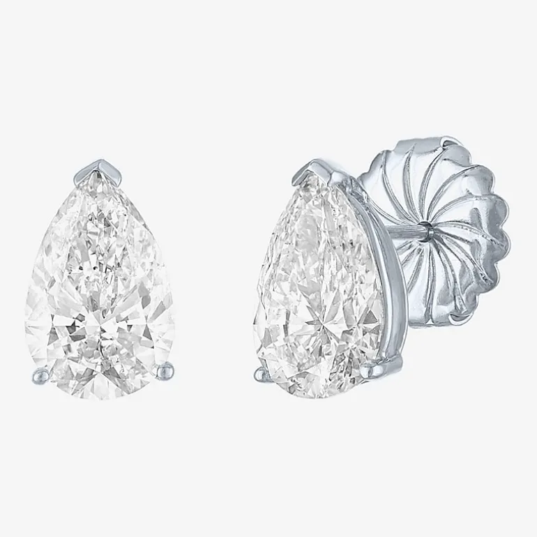 ( E-F/Si1-Si2 ) 4 CT. T.W. Lab-Grown Diamond 14K Gold 11.4mm Pear Stud Earrings