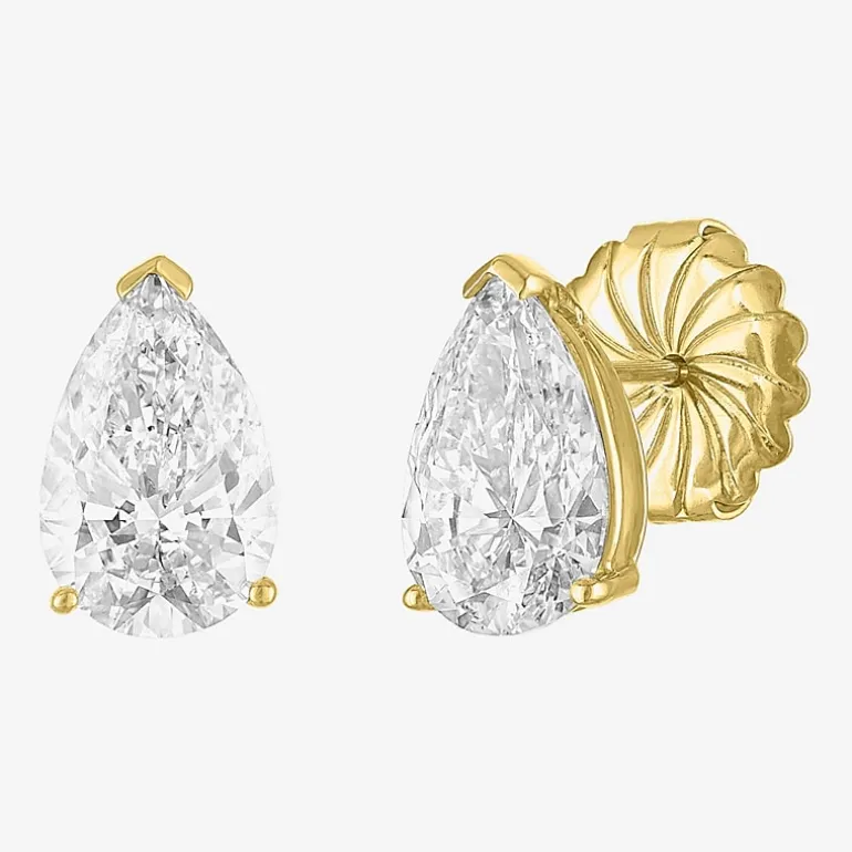 ( E-F/Si1-Si2 ) 4 CT. T.W. Lab-Grown Diamond 14K Gold 11.4mm Pear Stud Earrings