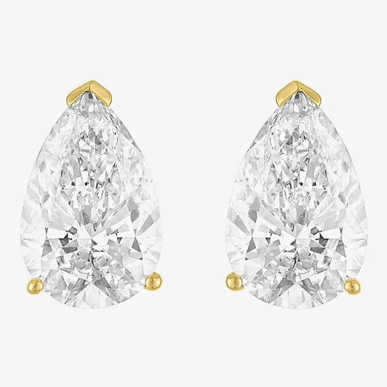 ( E-F/Si1-Si2 ) 4 CT. T.W. Lab-Grown Diamond 14K Gold 11.4mm Pear Stud Earrings