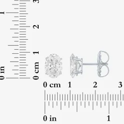 ( E-F/Si1-Si2 ) 3 CT. T.W. Lab-Grown Diamond 14K Gold 9mm Oval Stud Earrings