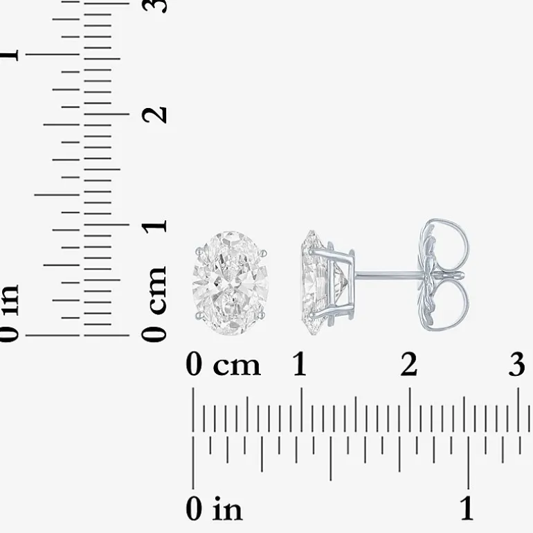 ( E-F/Si1-Si2 ) 3 CT. T.W. Lab-Grown Diamond 14K Gold 9mm Oval Stud Earrings
