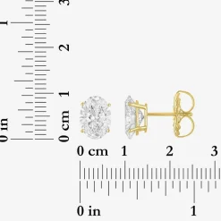 ( E-F/Si1-Si2 ) 3 CT. T.W. Lab-Grown Diamond 14K Gold 9mm Oval Stud Earrings