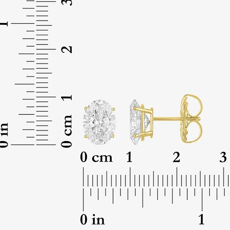 ( E-F/Si1-Si2 ) 3 CT. T.W. Lab-Grown Diamond 14K Gold 9mm Oval Stud Earrings