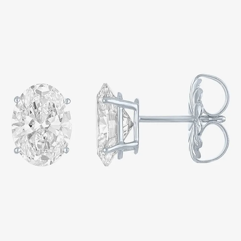 ( E-F/Si1-Si2 ) 3 CT. T.W. Lab-Grown Diamond 14K Gold 9mm Oval Stud Earrings