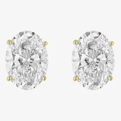 ( E-F/Si1-Si2 ) 3 CT. T.W. Lab-Grown Diamond 14K Gold 9mm Oval Stud Earrings