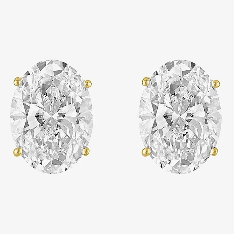 ( E-F/Si1-Si2 ) 3 CT. T.W. Lab-Grown Diamond 14K Gold 9mm Oval Stud Earrings