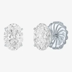 ( E-F/Si1-Si2 ) 3 CT. T.W. Lab-Grown Diamond 14K Gold 9mm Oval Stud Earrings