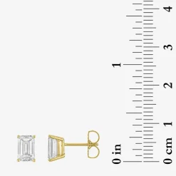 ( Ef/Si1-Si2 )  2 CT. T.W. Lab-Grown Diamond 14K Gold 7.3mm Emerald Stud Earrings