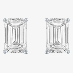 ( Ef/Si1-Si2 ) 2 CT. T.W. Lab-Grown Diamond 14K Gold 7.3mm Emerald Stud Earrings