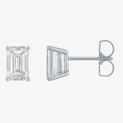 ( Ef/Si1-Si2 ) 2 CT. T.W. Lab-Grown Diamond 14K Gold 7.3mm Emerald Stud Earrings