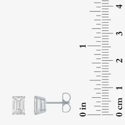 ( Ef/Si1-Si2 ) 2 CT. T.W. Lab-Grown Diamond 14K Gold 7.3mm Emerald Stud Earrings