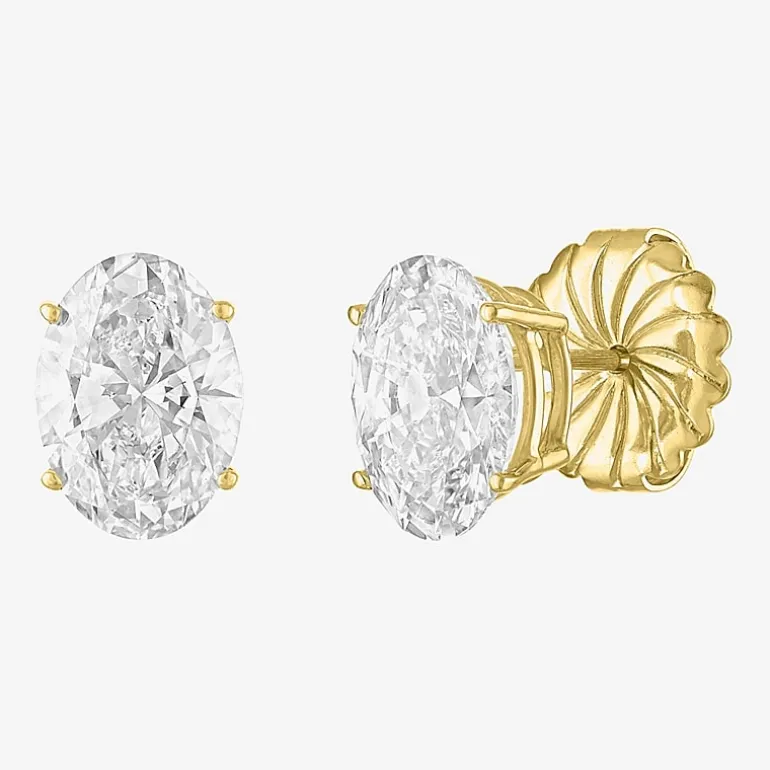 ( E-F/Si1 Si2 ) 4 CT. T.W. Lab-Grown Diamond 14K Gold 9.8mm Oval Stud Earrings