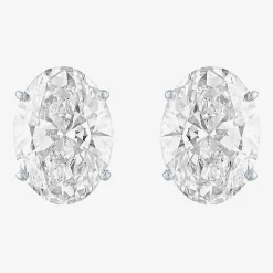 ( E-F/Si1 Si2 ) 4 CT. T.W. Lab-Grown Diamond 14K Gold 9.8mm Oval Stud Earrings