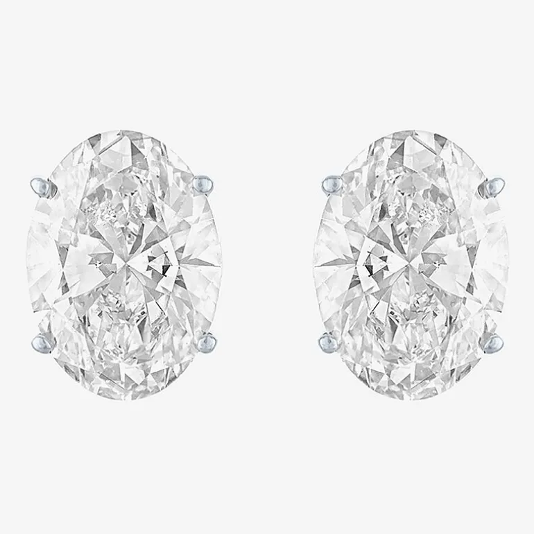 ( E-F/Si1 Si2 ) 4 CT. T.W. Lab-Grown Diamond 14K Gold 9.8mm Oval Stud Earrings