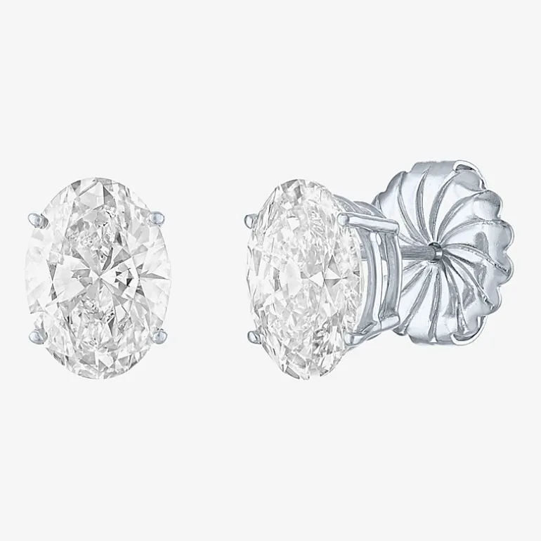 ( E-F/Si1 Si2 ) 4 CT. T.W. Lab-Grown Diamond 14K Gold 9.8mm Oval Stud Earrings