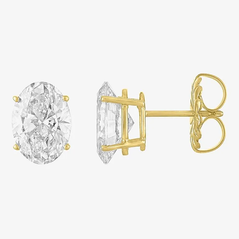 ( E-F/Si1 Si2 ) 4 CT. T.W. Lab-Grown Diamond 14K Gold 9.8mm Oval Stud Earrings