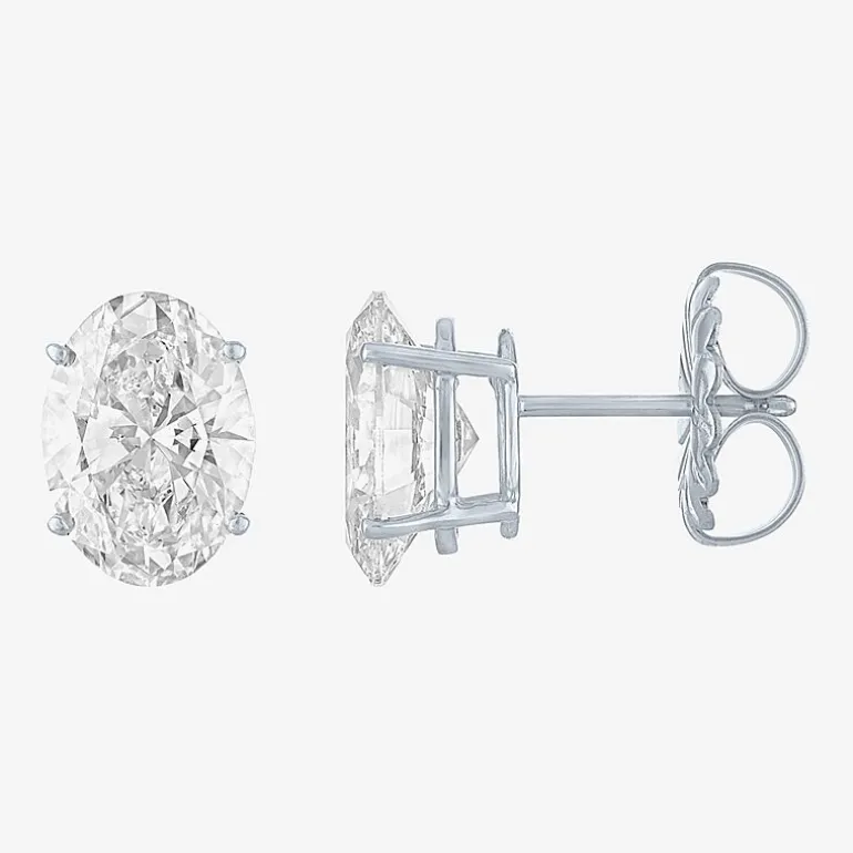 ( E-F/Si1 Si2 ) 4 CT. T.W. Lab-Grown Diamond 14K Gold 9.8mm Oval Stud Earrings