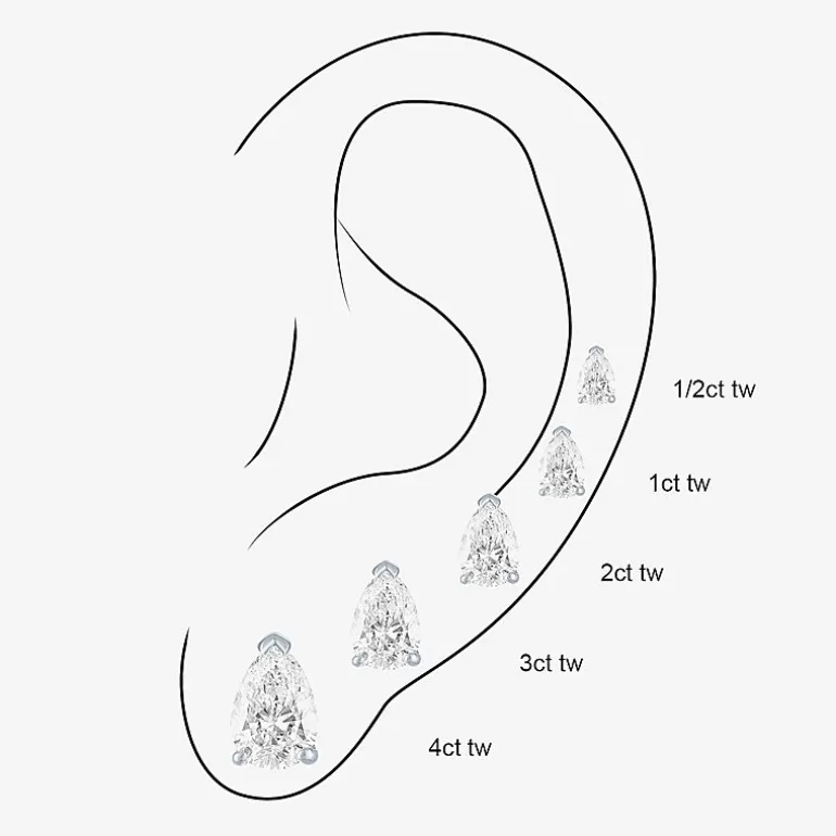 ( E-F/ Si1-Si2 ) 1/2 CT. T.W. Lab-Grown Diamond 10K Gold 5.4mm Pear Stud Earrings