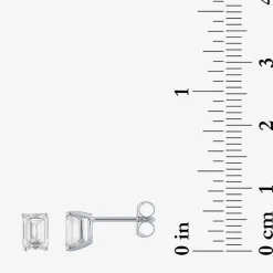 ( E-F/Si1-Si2 ) 1 CT. T.W. Lab-Grown Diamond 10K Gold 5.9mm Emerald Stud Earrings