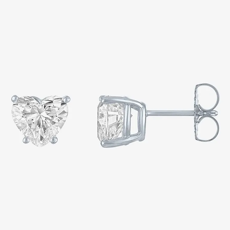 ( E-F/Si1-Si2 ) 2 CT. T.W. Lab-Grown Diamond 14K Gold 7.3mm Heart Stud Earrings
