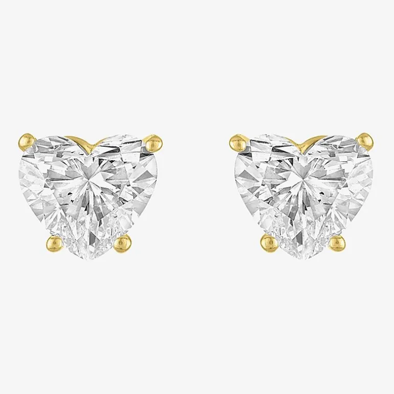 ( E-F/Si1-Si2 ) 2 CT. T.W. Lab-Grown Diamond 14K Gold 7.3mm Heart Stud Earrings
