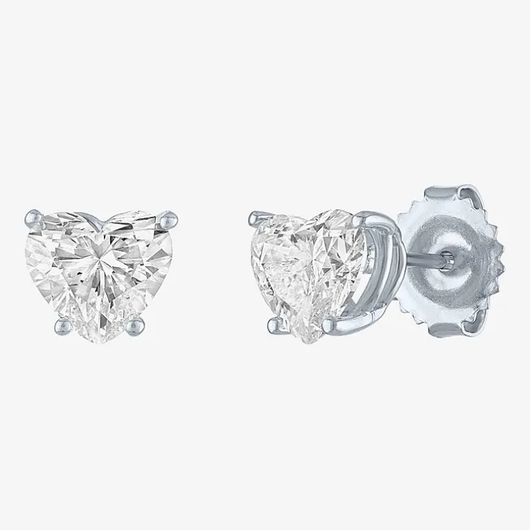 ( E-F/Si1-Si2 ) 2 CT. T.W. Lab-Grown Diamond 14K Gold 7.3mm Heart Stud Earrings