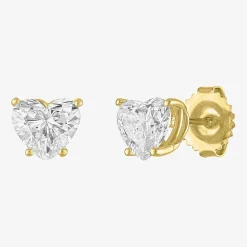 ( E-F/Si1-Si2 ) 2 CT. T.W. Lab-Grown Diamond 14K Gold 7.3mm Heart Stud Earrings