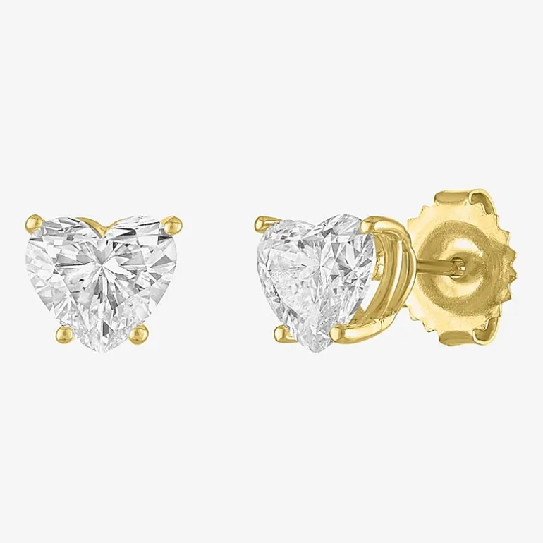 ( E-F/Si1-Si2 ) 2 CT. T.W. Lab-Grown Diamond 14K Gold 7.3mm Heart Stud Earrings