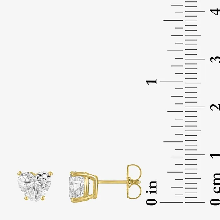 ( E-F/Si1-Si2 ) 2 CT. T.W. Lab-Grown Diamond 14K Gold 7.3mm Heart Stud Earrings